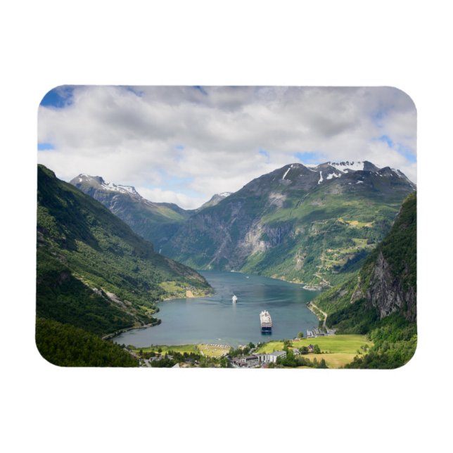 Geirangerfjordsvy i rektangulär Norge Magnet (Horisontell)