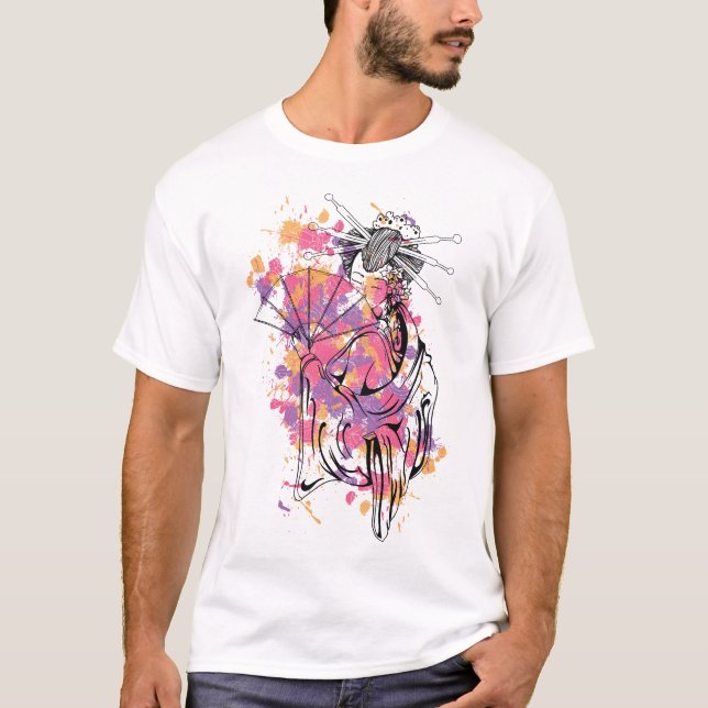 Geisha Abstrakt Stänk Artistics Graphic T Shirt (Framsida)