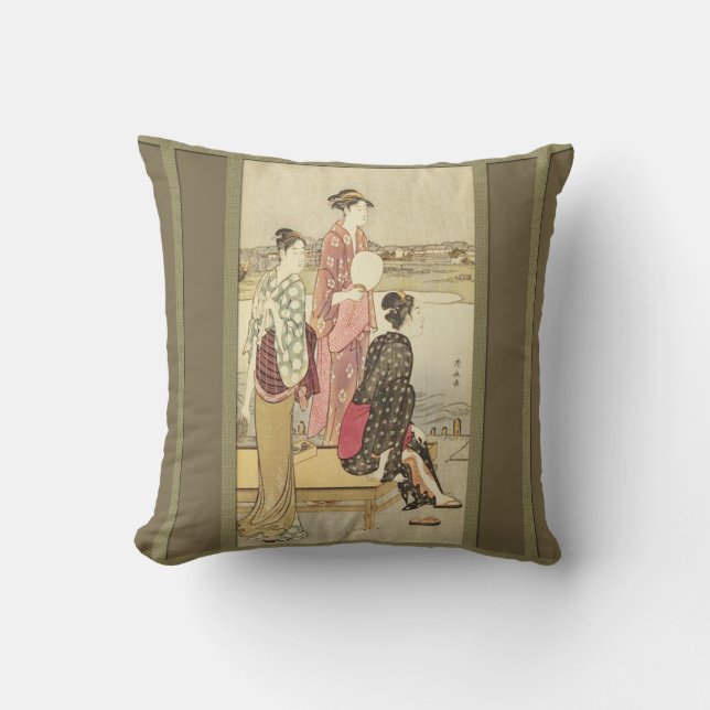 Geisha är vid Sjö Pillow Cushion Kudde (Framsida)