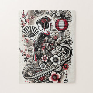 Geisha Art Jigszle Puzzle Pussel
