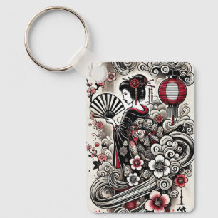 Geisha Art Keychain Nyckelring