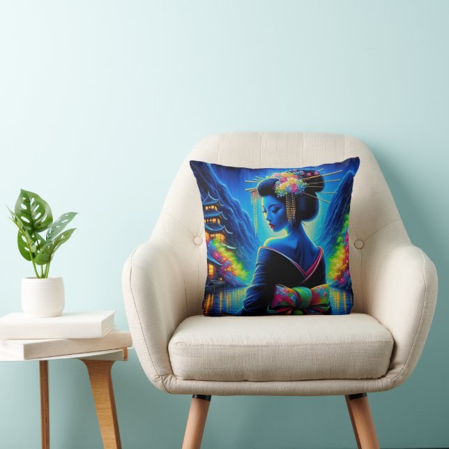 geisha beautiful neon kudde (Stol)