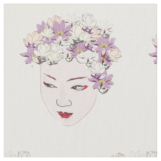 Geisha blommor tyg (Närbild)