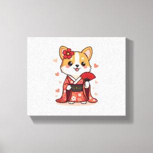 Geisha Corgi Hund älskare Welsh Canvastryck