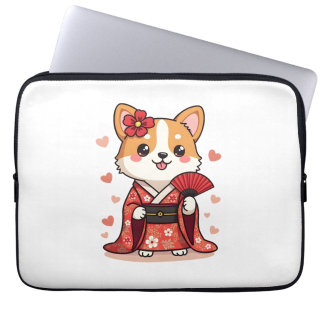 Geisha Corgi Hund älskare Welsh Laptop Fodral (Framsidan)