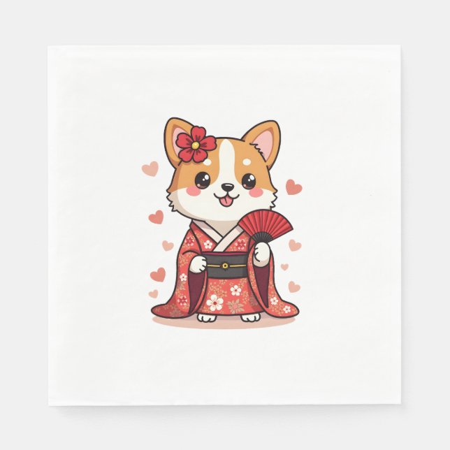 Geisha Corgi Hund älskare Welsh Pappersservett (Framsidan)