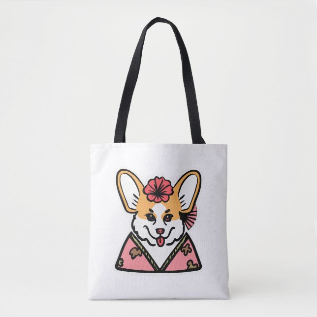 Geisha Corgi Hund älskare Welsh Tygkasse (Framsida)