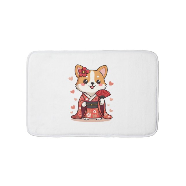 Geisha Corgi Hundälskare Welsh Badrumsmatta (Framsidan)