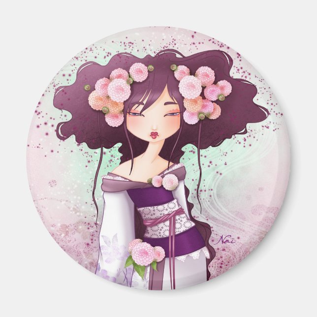 geisha dahlia magnet (Framsidan)