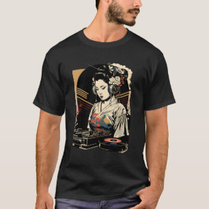 Geisha Edm Dj Japanska Kimono Vaporwave Aesthetic T Shirt
