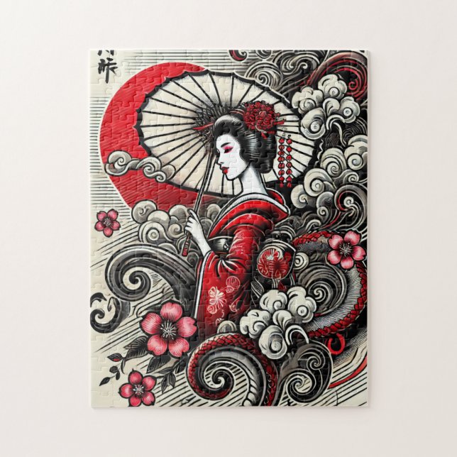Geisha Elegance Jigszle Puzzle Pussel (Vertikal)