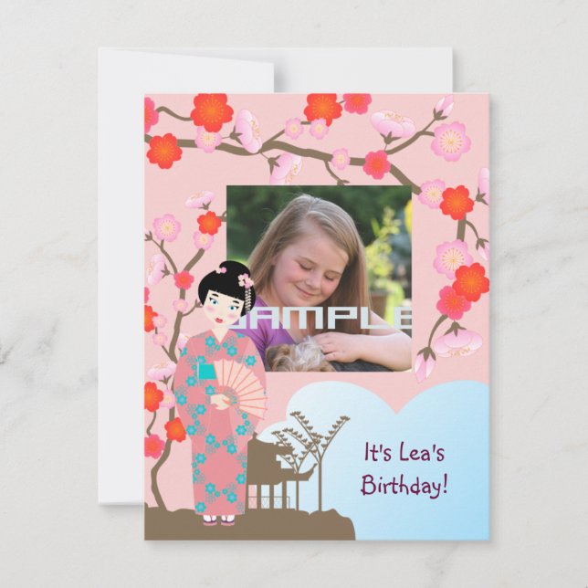 Geisha flicka födelsedagsfest inbjudan (Framsida)