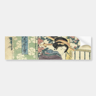 geisha för kimono för japansk ukiyo-eträdgård bildekal
