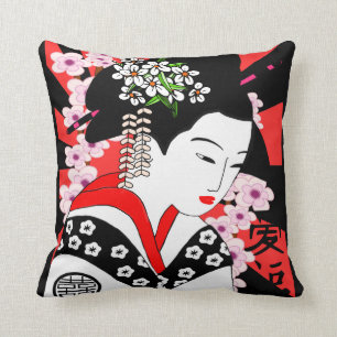 geisha för vintagestiljapan kudde