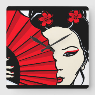 Geisha Fyrkantig Klocka