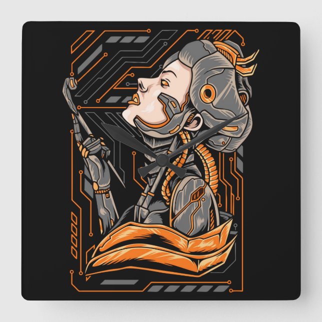 Geisha  fyrkantig klocka (Framsida)