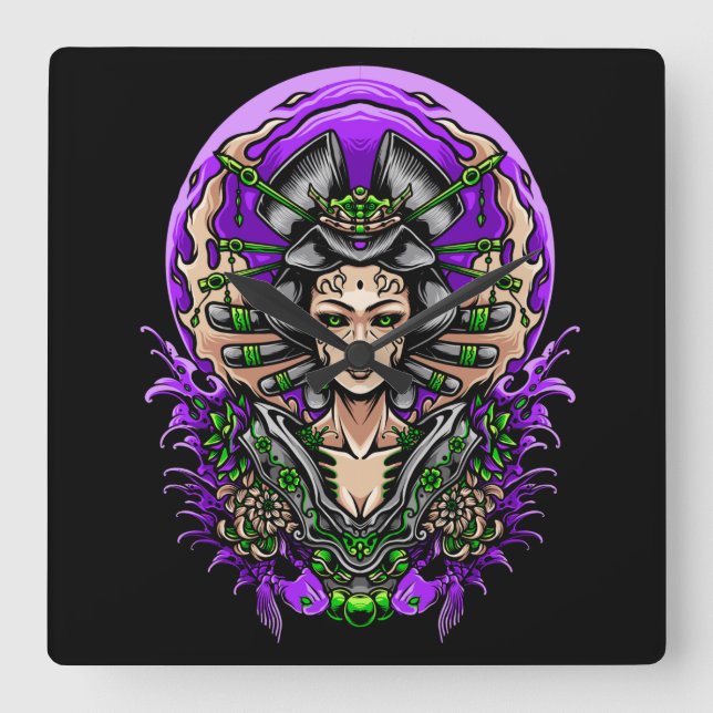 Geisha Fyrkantig Klocka (Framsida)