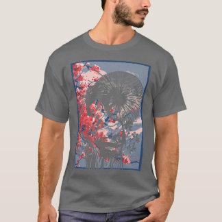 Geisha Girl In Kimono Japan Art Sakura Cherry Blos T Shirt