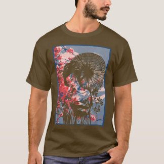 Geisha Girl In Kimono Japan Art Sakura Cherry Blos T Shirt