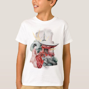 Geisha Girl Japansk teckning T Shirt