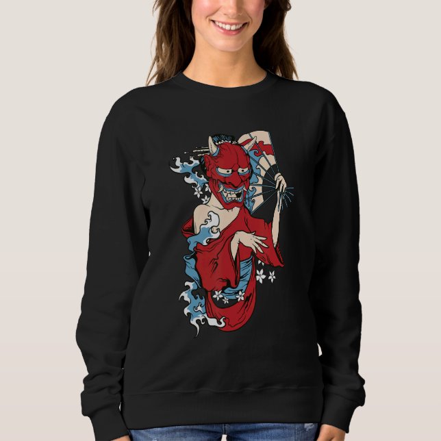 Geisha Girl Mask Japansk Demon T Shirt (Framsida)
