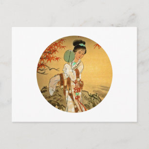 Geisha Girl med Fläkt Vykort