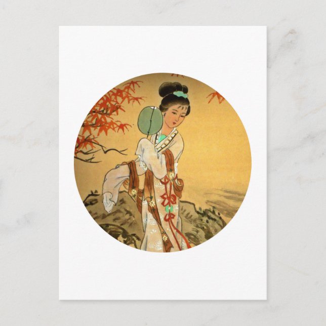 Geisha Girl med Fläkt Vykort (Framsida)
