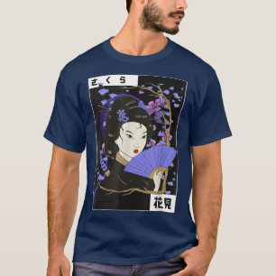Geisha Girl Sakura Cherry Blommar Japan Art Cultur T Shirt