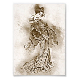 Geisha Girl Vintage Traditional japanese ART Fototryck
