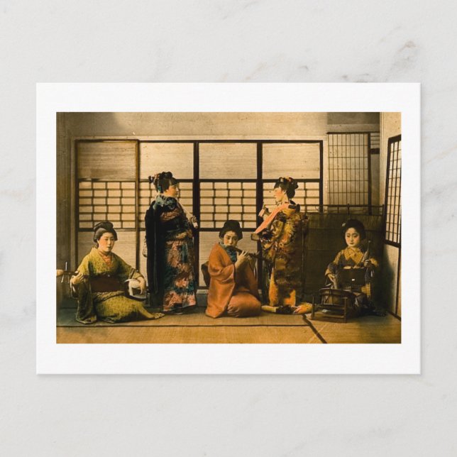 Geisha Girls Magic Lantern Slide Vykort (Framsida)