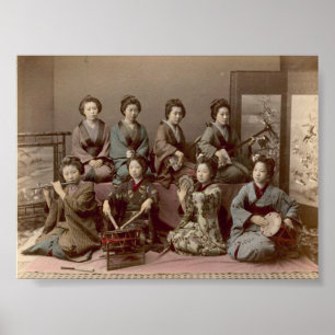 Geisha Girls spelar musikinstrument Poster