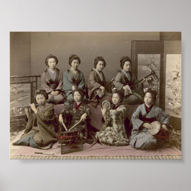 Geisha Girls spelar musikinstrument Poster (Framsidan)