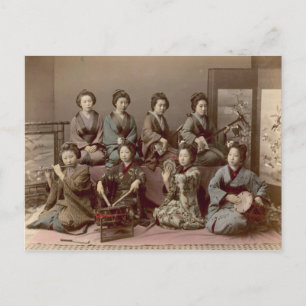Geisha Girls spelar musikinstrument Vykort