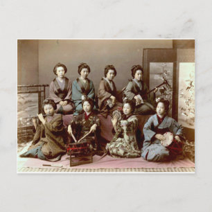 Geisha Girls Spelinstrument - Kusakabe Kimbei Vykort