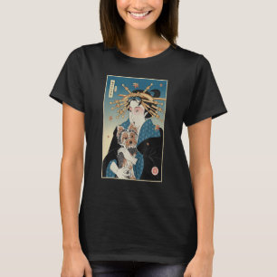 Geisha & Hund Yorkshire Ukiyo e Warrior Samurai Y T Shirt