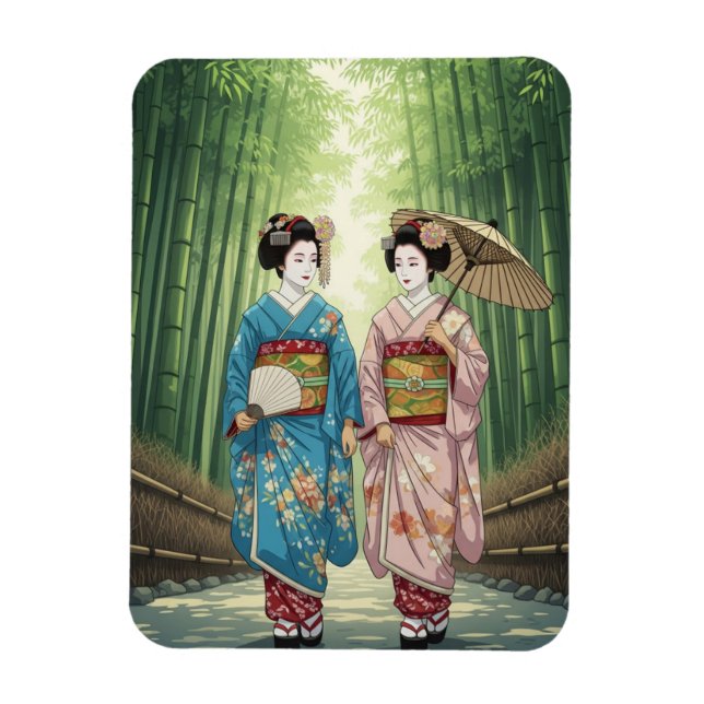 Geisha i Arashiyama Japan Kyoto Magnet (Vertikal)