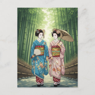 Geisha i Arashiyama Japan Kyoto Vykort