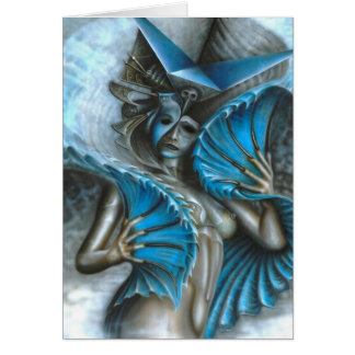 Geisha i blått hälsningskort