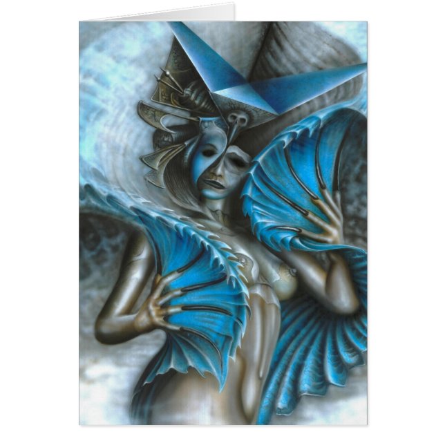 Geisha i blått hälsningskort (Framsidan)