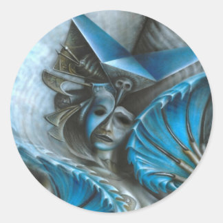 Geisha i blått runt klistermärke