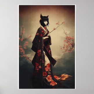 Geisha i Kimono III - Kitsune Poster