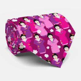 Geisha i Kimonos Japanska Mönster Slips