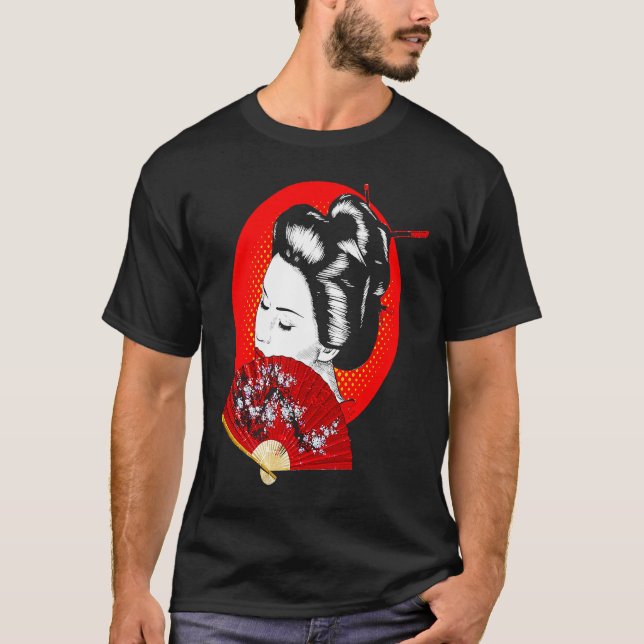 Geisha Japan Japanese Woman Girl T Shirt (Framsida)