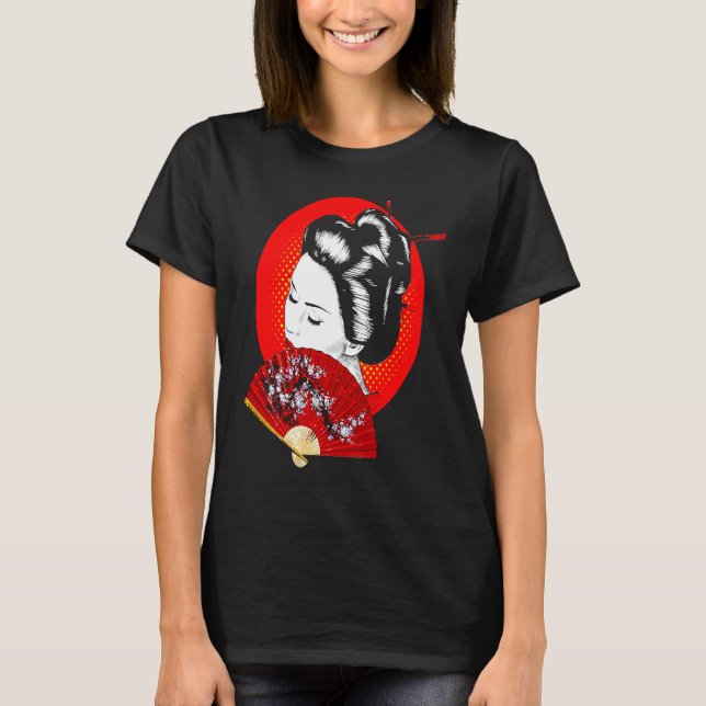 Geisha Japan Japanese Woman Girl T Shirt (Framsida)