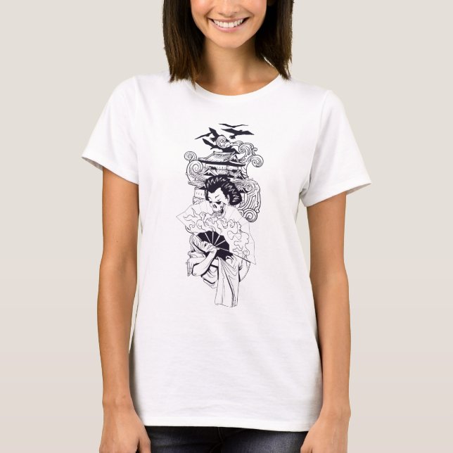 Geisha Japanese Art T Shirt (Framsida)