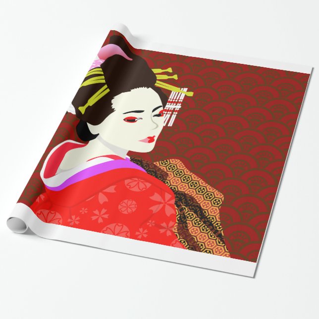 Geisha Japanese style Presentpapper (Utrullad)
