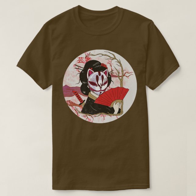 Geisha Japanska Kawaii Geisha Girl Sakura Cherry B T Shirt (Design framsida)
