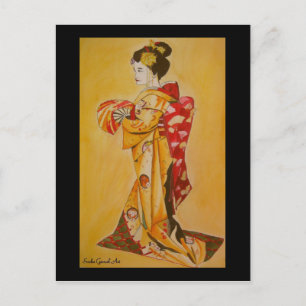 Geisha K Japanskt vykort av Sacha Grossel Art