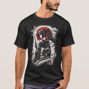 Geisha Katana Krigare - Japansk Anime Tattoo Konst T Shirt