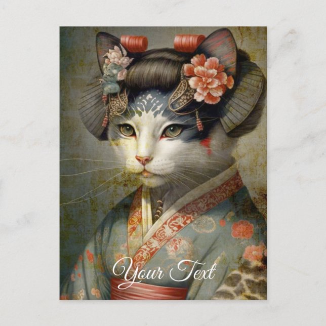 Geisha-katt. Anpassa. Vykort (Framsida)